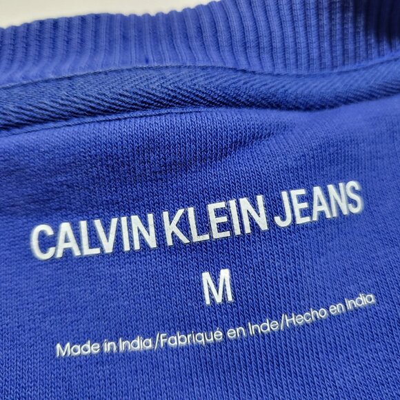Calvin Klein Jeans Sweatshirt Mens Medium Pullover Fleece Logo Long Sleeve Blue - Picture 13 of 15